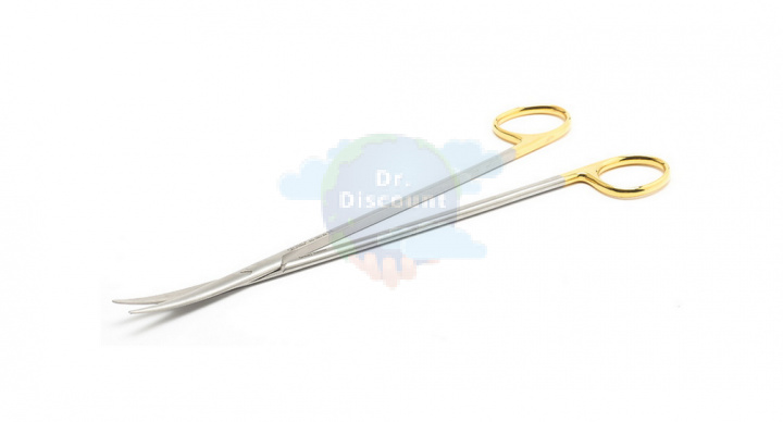 Ножницы METZENBAUM изогнутые, тупоконечные, с ТС вставками, деликатные длина 25 см.